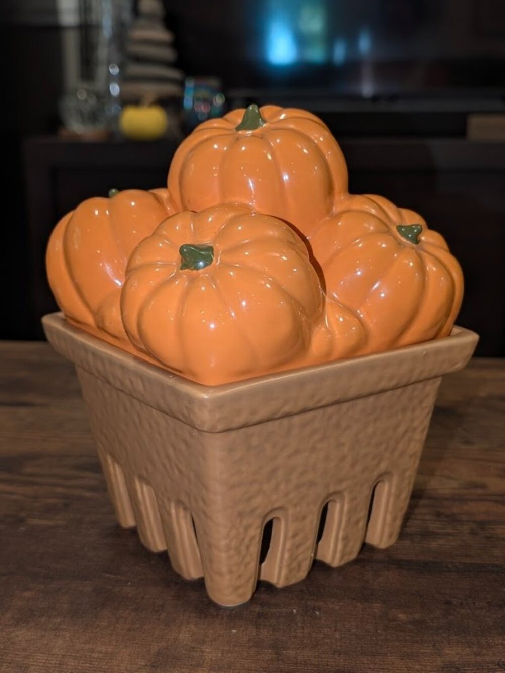 Homeworx By Harry Slatkin Farmstand Pumpkin Ceramic Basket Candle Holder